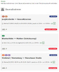 Screenshot Bauinfo: S2 bis 11.04.2023 besteht Ersatzverkehr mit Bussen zwischen Blankenfelde und Mahlow, bei S41 und S42 ist in den Nächten bis 29./30. März ca. 22 Uhr und 1:30 Uhr der Zugverkehr verändert und bei den Linien S5, S7 und S75 besteht in den Nächten bis 30./31. März ca. 22 Uhr und 1:30 Uhr Ersatzverkehr mit Bussen zwischen Wuhletal/Wartenberg und Warschauer Straße. Alle Änderung sind in der Fahrplanauskunft hinterlegt.